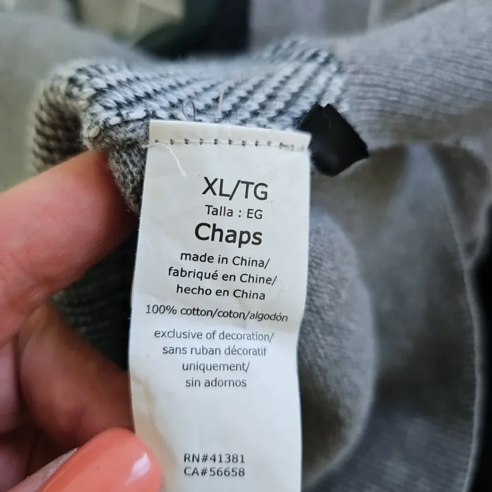 Chaps Sweater Vest Mens Size XL Gray Argyle V Neck Golf Preppy Academia